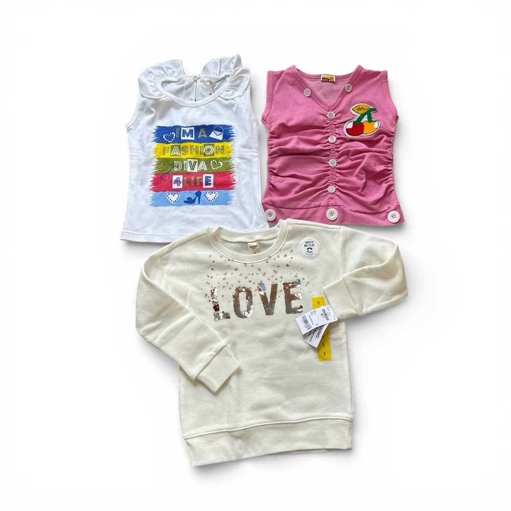Girls Clothing Bundle Size 4T–5 | New Tops & Sweatshirt Set
